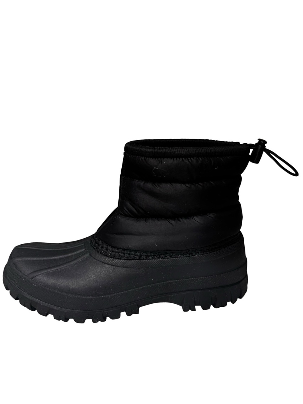 Loeffler Randall Duval Black Quilted Puffer Duck Snow Boots Bungee 8 M EUC